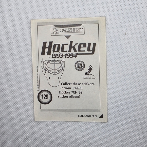 1993-94 Panini Hockey Zarley Zalapski Hartford Whalers #129 Sticker - Picture 3 of 3